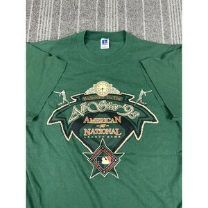 Baltimore Orioles Shirt Mens‎ Large Green VTG 1993 All Star Puff Print Russell